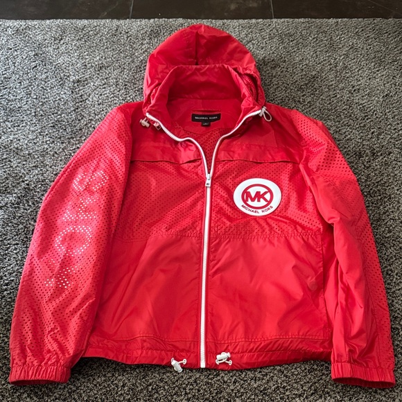 Michael Kors Vibrant Red Hooded Windbreaker - Picture 1 of 1